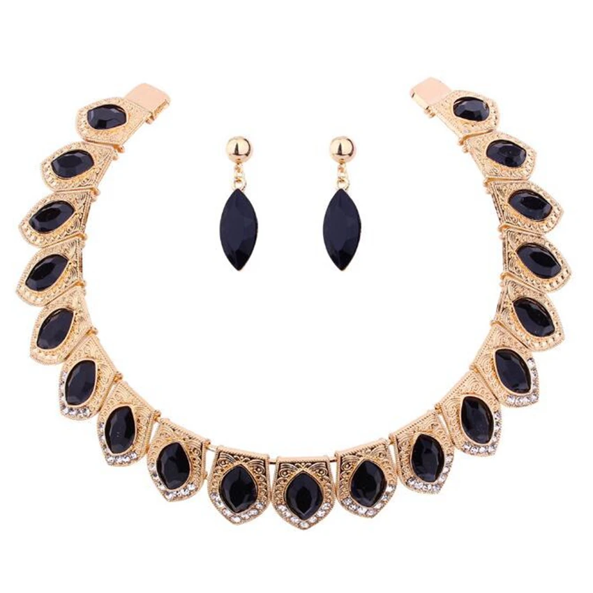 ДиЛиКа модные наборы ювелирных изделий для женщин - кристальное ожерелье-горловина и серьги с подвесками, женский костюмный комплект.