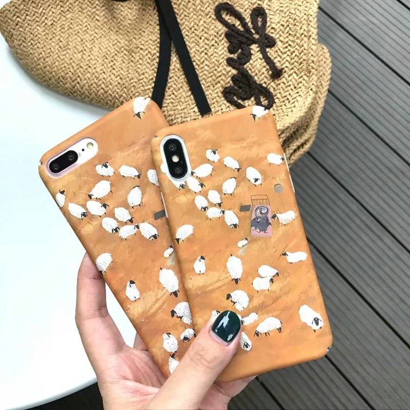 Для capas iphone 6s пластиковый жесткий компьютер Крышка смешная овечка принт чехол для