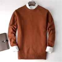 large size pure goat cashmere thick knit men smart casual oneck loose pullover sweater solid color s 3xl retail wholesale