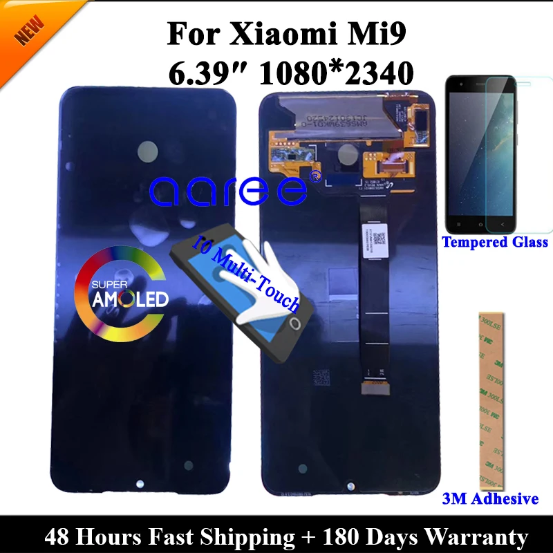 Супер AMOLED ЖК-дисплей для Xiaomi Mi 9 ЖК-дисплей для Xiaomi Mi 9 ЖК-дисплей ЖК-экран сенсорный дигитайзер сборка