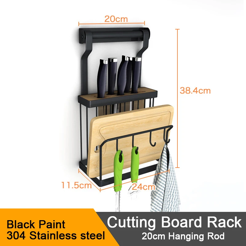 Cutting Board Rack Черный кухонный стеллаж из нержавеющей стали, настенный кухонный органайзер, держатель, Складная Сушилка, миска, сушилка для посуды, полка для хранения ногтей - Цвет: Cutting Board Rack