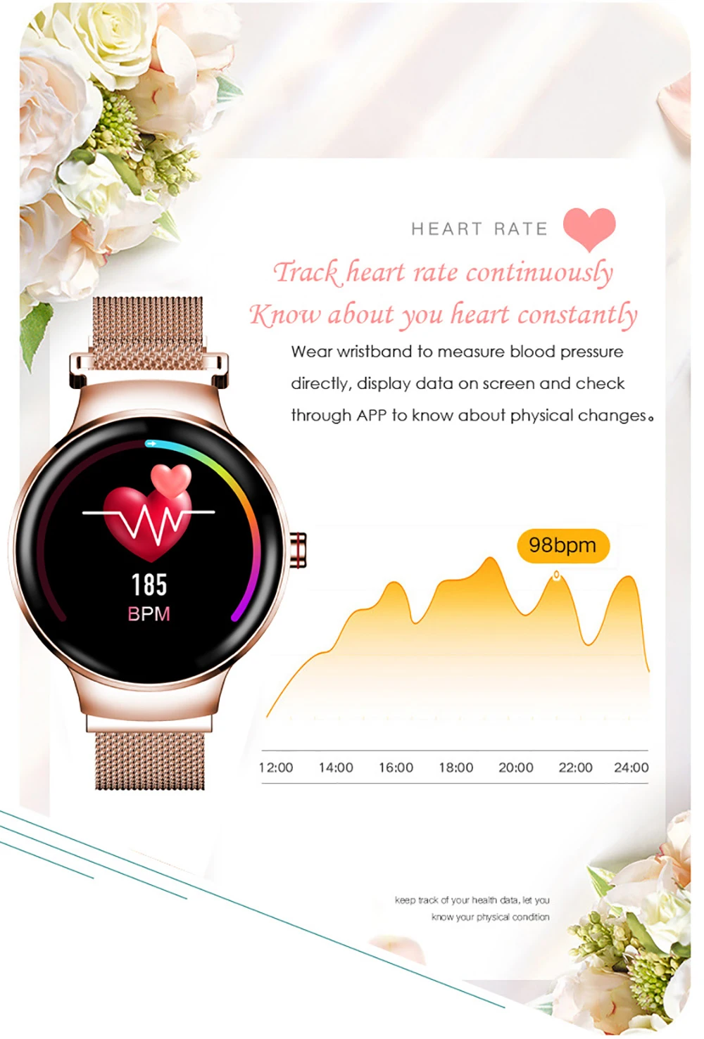 LYKRY H5 Women Smart Watch Blood Pressure Heart Rate Monitor Fitness tracker IP67 Waterproof Fanshion Sport Smartwatch