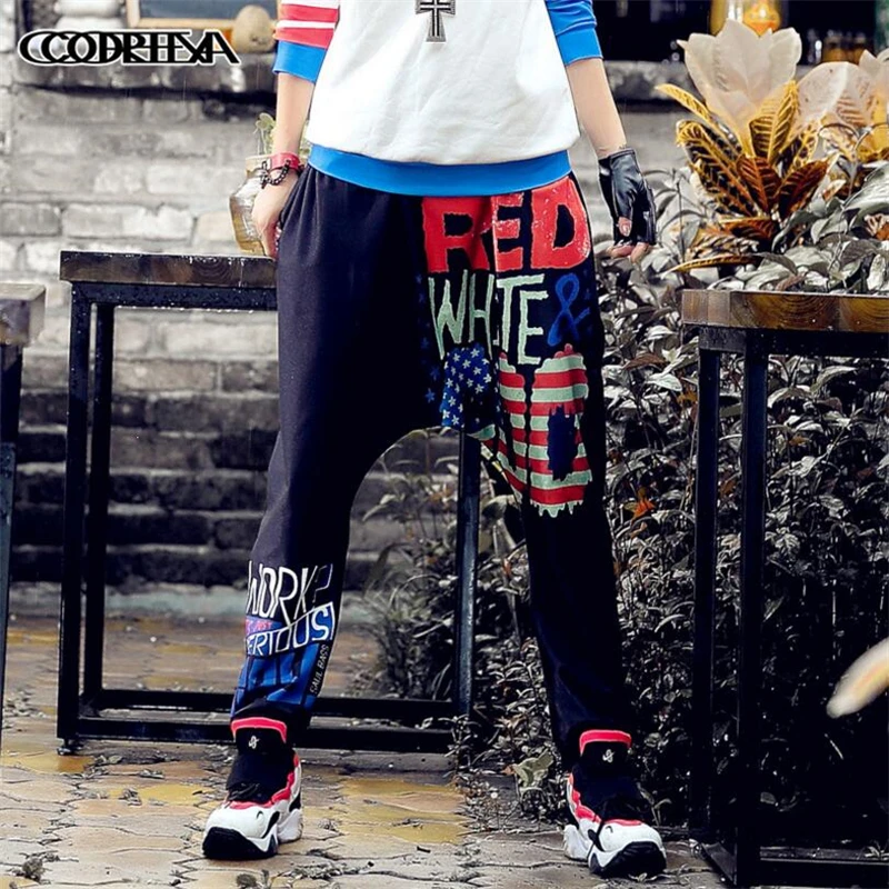 

Hot 2019 Spring Autumn Female Street Tide brand printed harem pants Loose trousers Cotton casual Hip hop street dance Pants