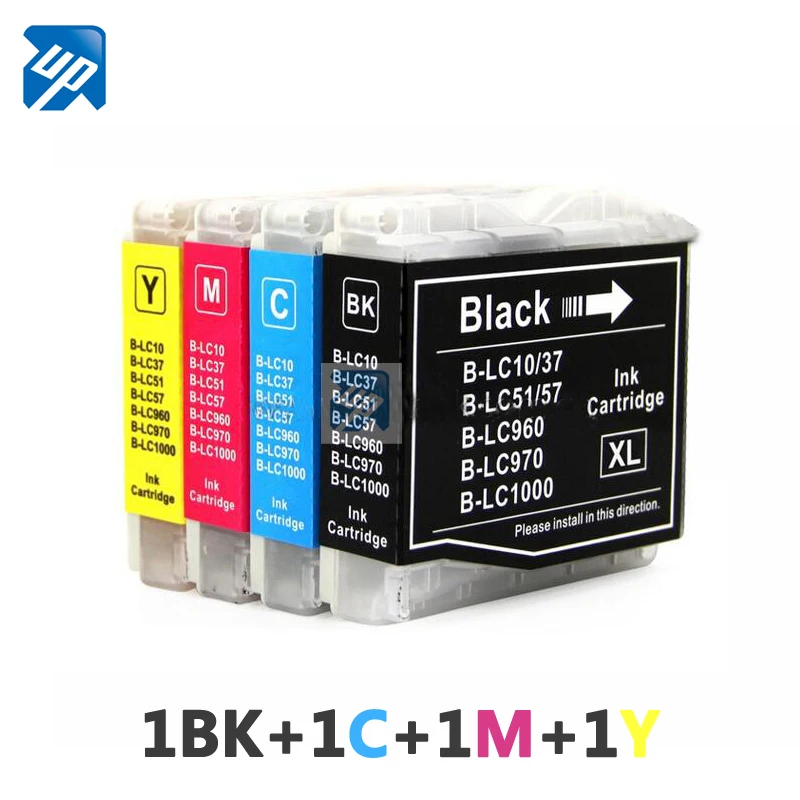 4 шт. совместимый чернильный картридж для Brother LC10 LC37 LC51 LC57 LC960 LC970 LC1000 FAX 2480C/1960C/1860C/DCP