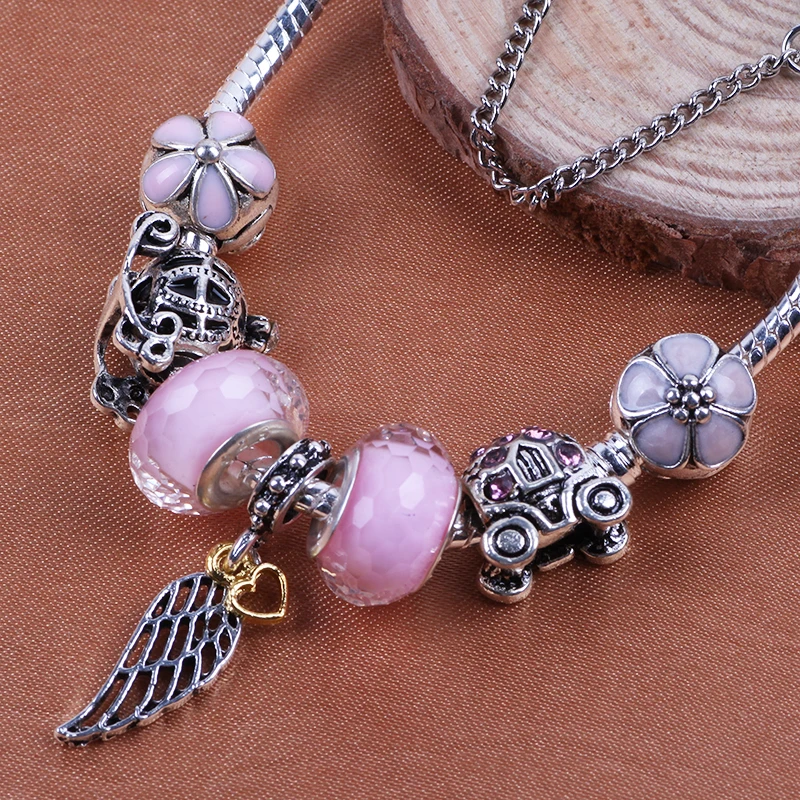 AIFEILI милые конфеты стили розовый стеклянный бисер Тыква автомобиль Шарм браслет