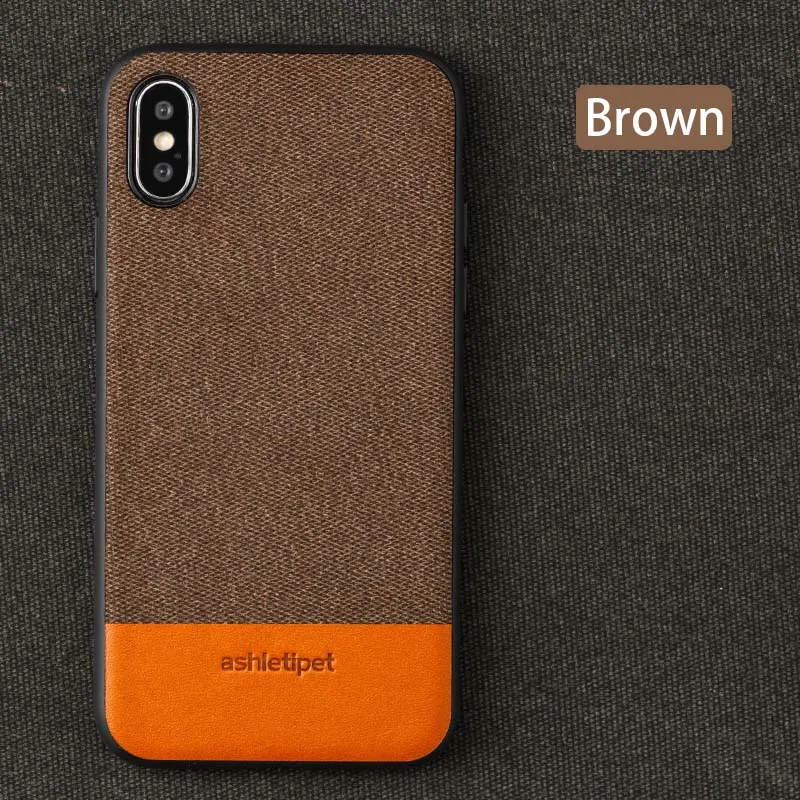 Холщовый чехол для телефона iphone X XS MAX XR 6 7 7 plus 8 8plus 6s 5 5S se 11 pro Max Магнитный защитный чехол 360 - Цвет: brown