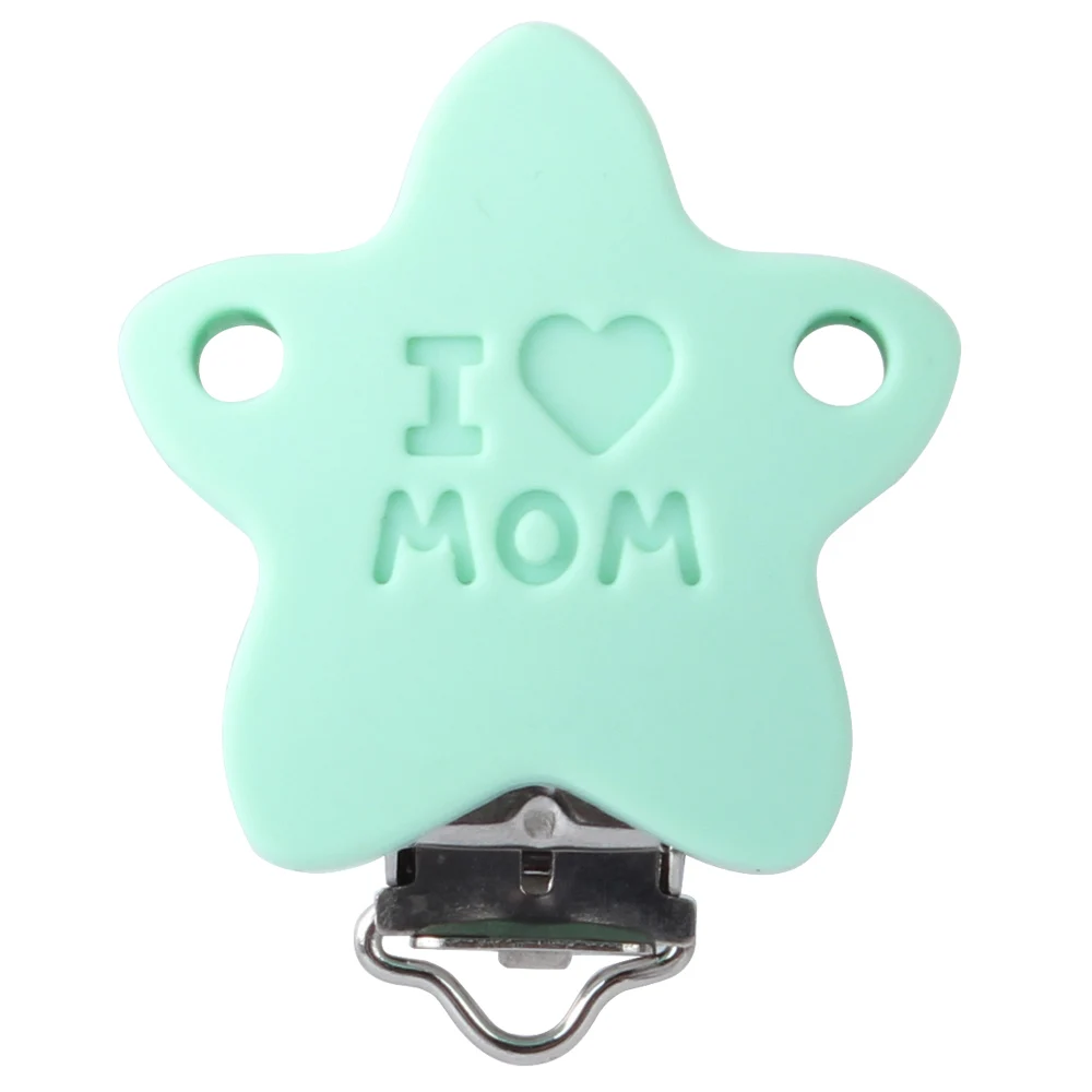 38 Mint Green Stars Keep& grow, 1 шт., Детская соска, клипса, звезда, силиконовые держатели для сосок, безопасное отверстие, принадлежности для кормления новорожденных, пустышки, игрушки для прорезывания зубов - Цвет: 38 Mint Green Stars