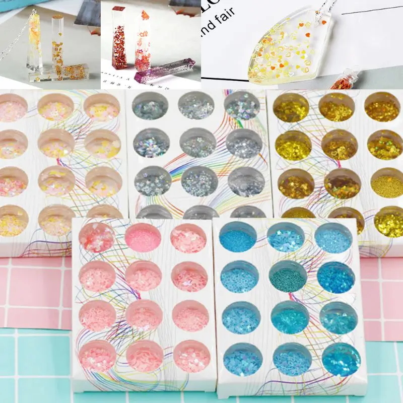 12 бутылок/набор блестящие материалы для наполнения эпоксидная смола|Ювелирная