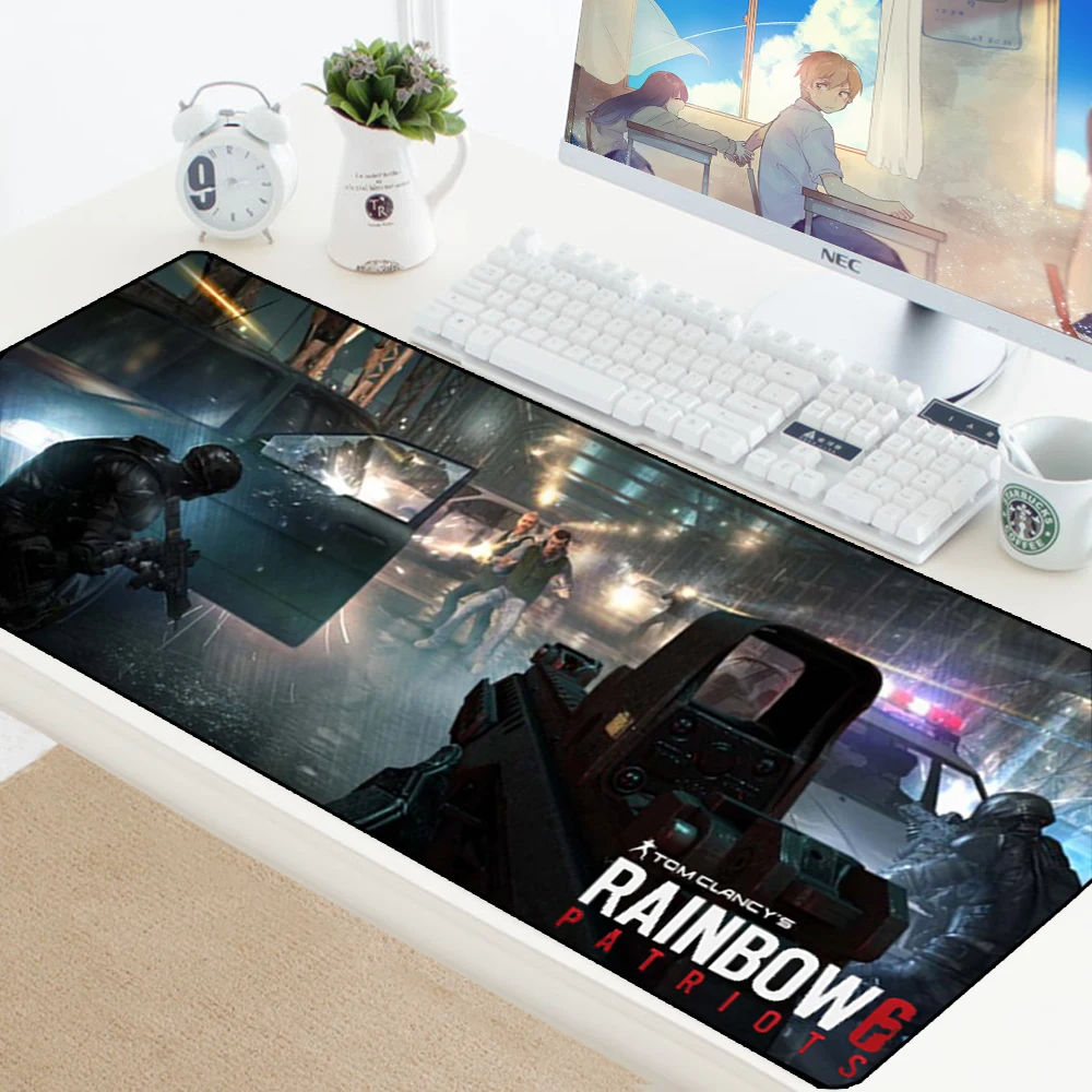 Большой игровой геймерский коврик для мыши Коврик для мыши Lockedge игровой ПК компьютерный Настольный коврик мышь ноутбук Радуга шесть осада большие игровые коврики 70X30 см