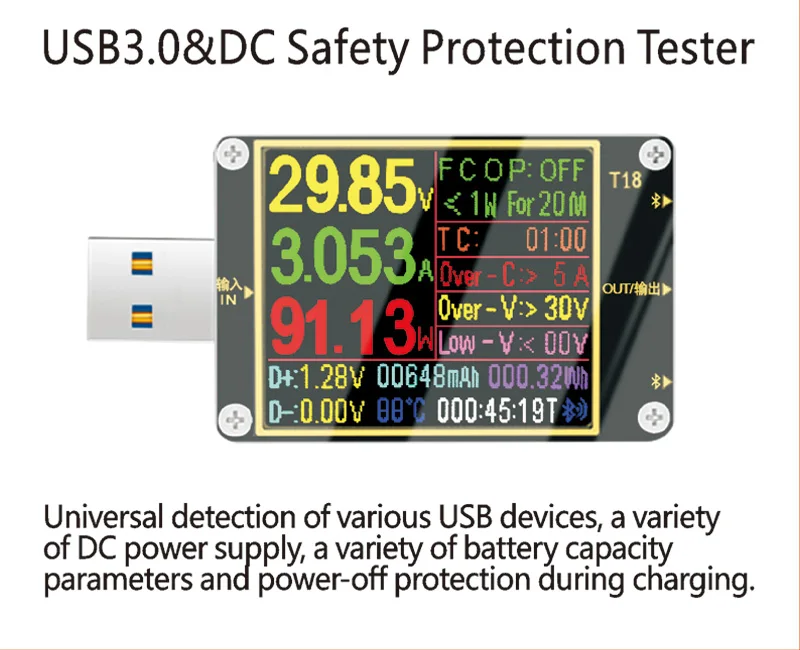 Приложение 3,0 HD цветной TFT USB Тестер dc Цифровой вольтметр Амперметр voltimetro power bank Напряжение вольтметр измеритель Электрический доктор