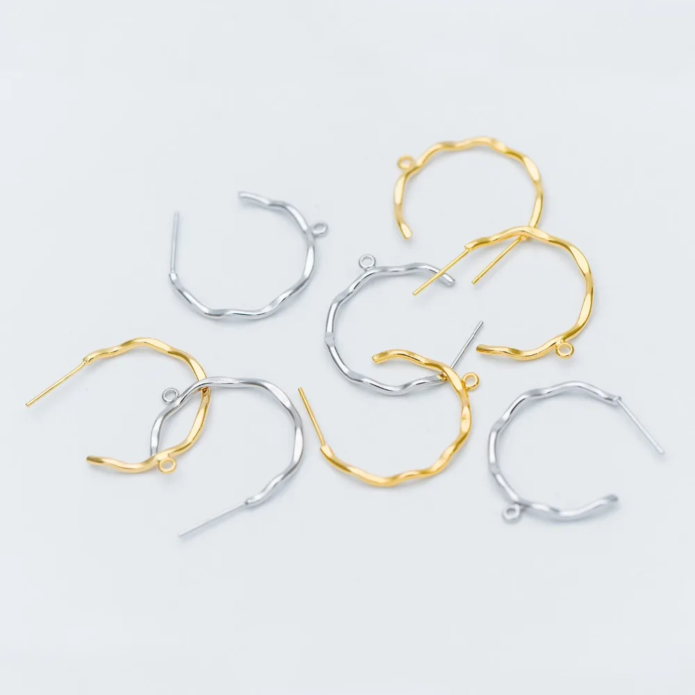 10 шт Позолоченные/покрытые Родием Латунные Серьги золотые/серебряные круглые