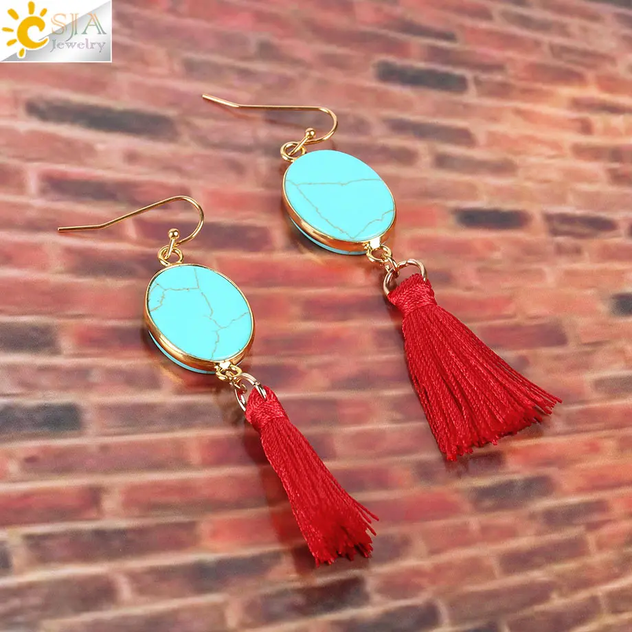 Винтажные женские серьги-подвески CSJA эффектные ювелирные изделия серьги с