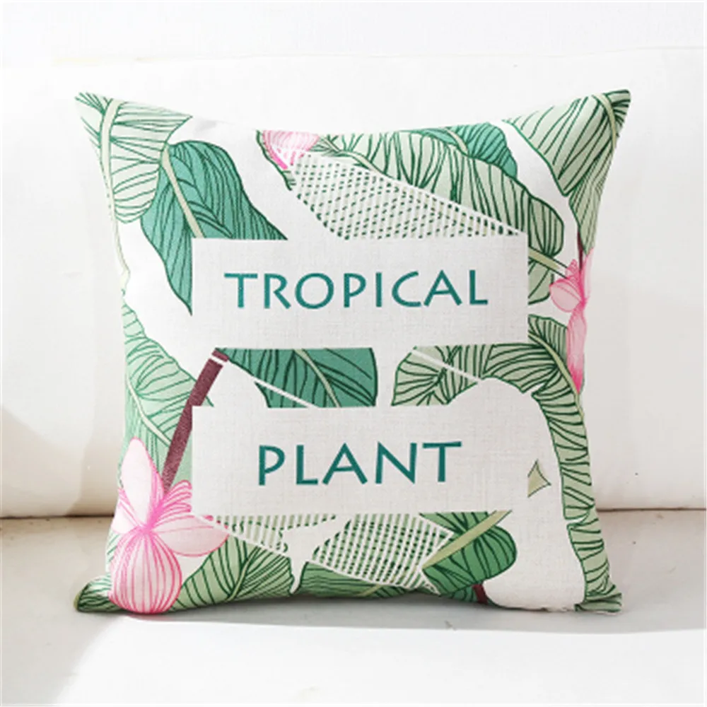 Decorative Throw Pillow Case Green Tropical Pant Palm Leaf Leaves Decoration For Sofa Home Capa De Almofadas 45x45cm | Дом и сад