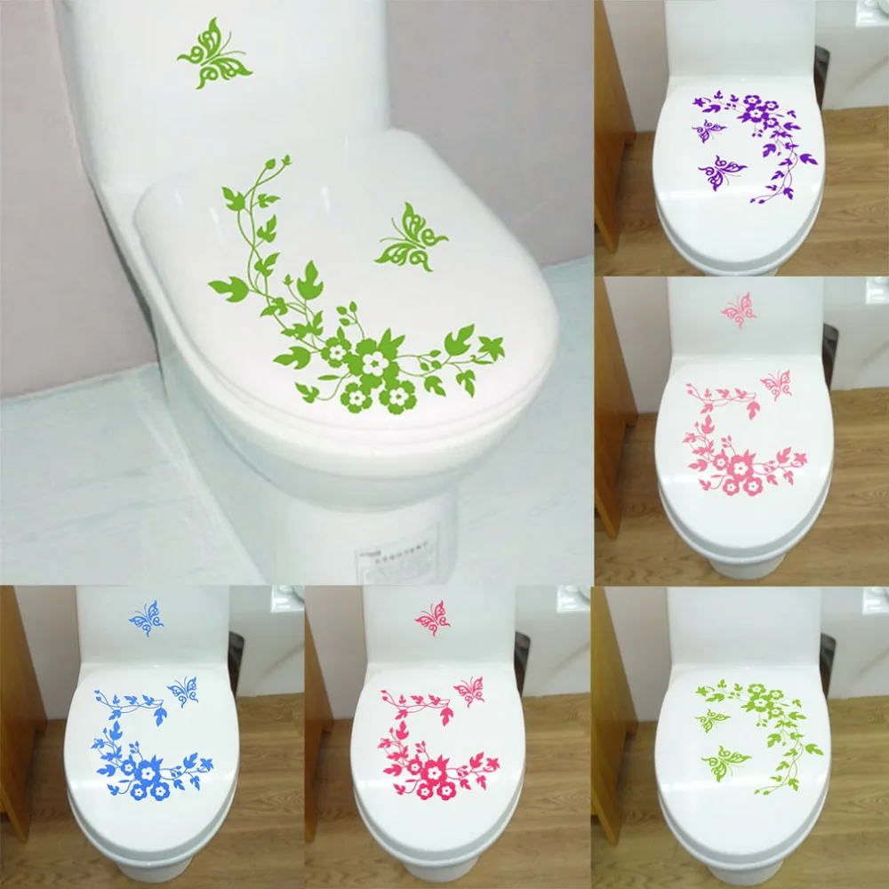 1 pc Multicolor New Butterfly Flower bathroom wall stickers home decoration wall decals bathroom toilet stickers new arrival