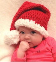 bomhcs crochet santa baby hat hoilday knit toddler child adult photo prop usa