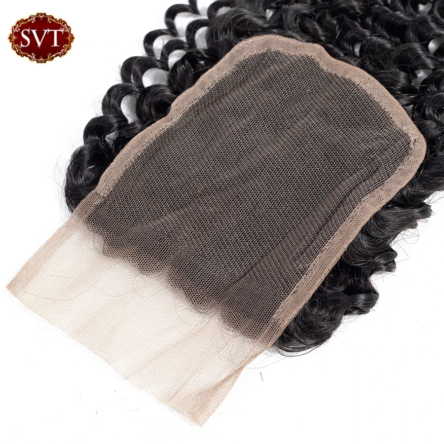 SVT Связки малайзийских волос с закрытием вьющиеся человеческие волосы пучки не