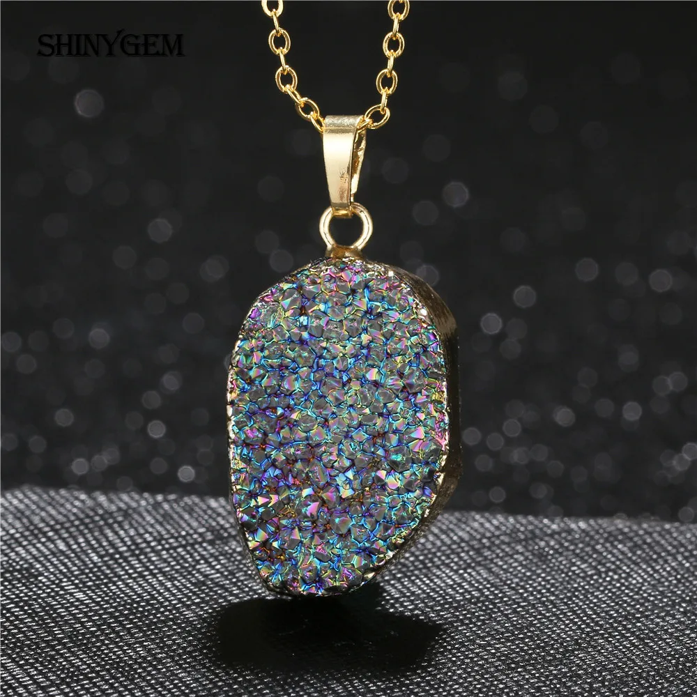 ShinyGem классический исцеляющий натуральный кристалл Druzy Подвески чакра камень