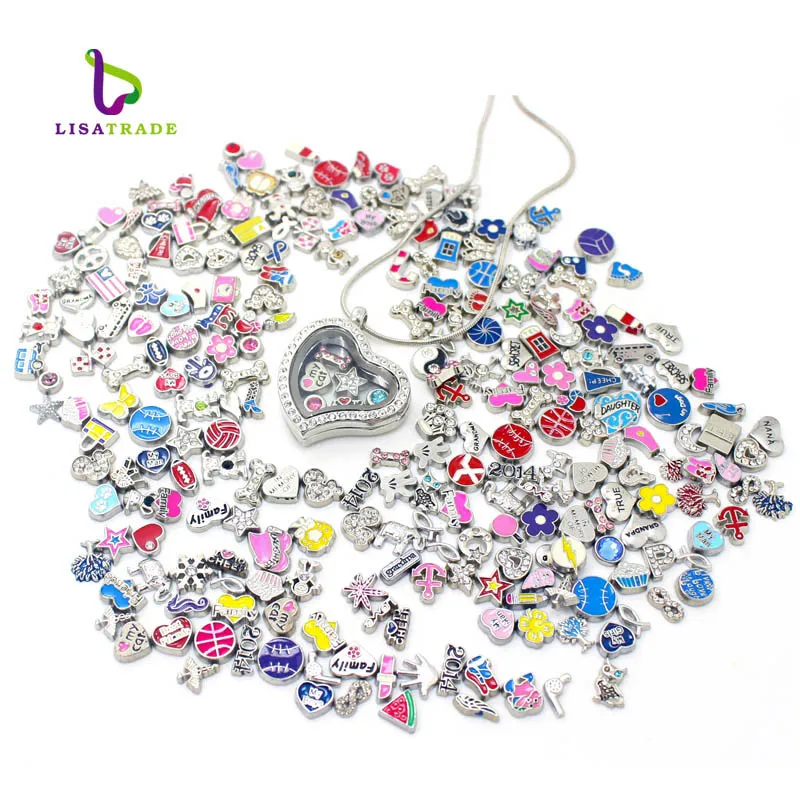 100 шт скидки на подвески талисманы для браслета смешанный стиль кристалл сердце