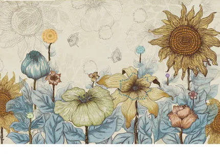 Many Colorful flower wallpaper 3d wall mural for living room TV sofa bedroom hotel Hand-paint Sunflower Decor Poster | Обустройство