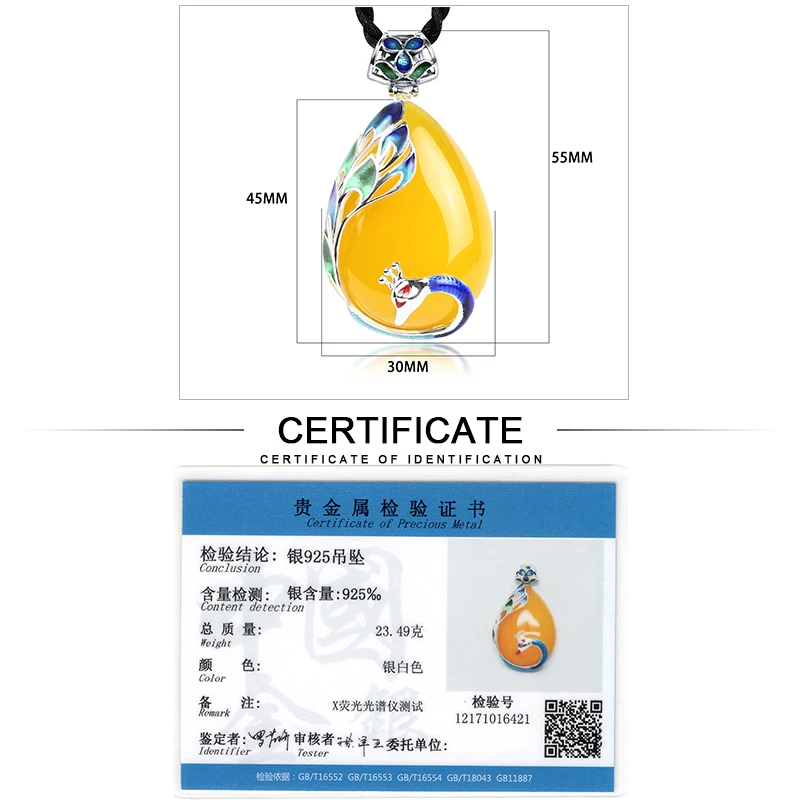 Женские Подвески из серебра 100% пробы с натуральным желтым халцедоном|pendants for