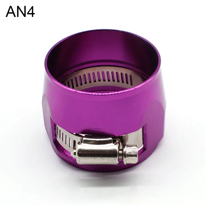 AN4 PURPLE Car Accessories Oil Fuel Hose Clamp Hex Finishers Aluminum Hose End Fitting Oil Water Pipe Adapter AN4 AN6 AN8 - Цвет: AN4 PURPLE