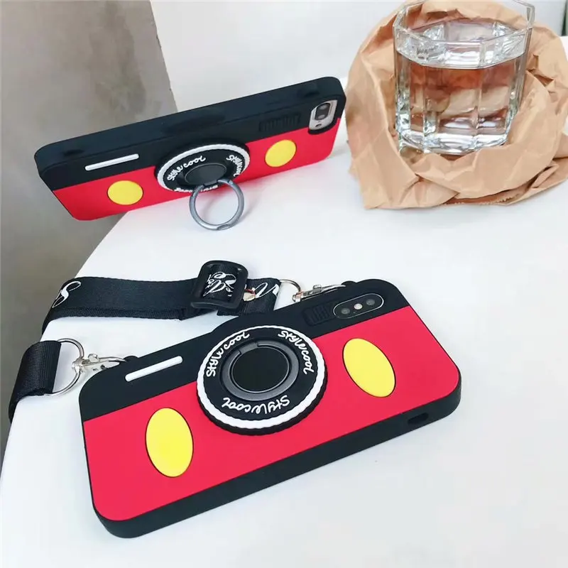 Чехол для iPhone X XR XS Max мягкий милый мультяшный 3D ремень камеры чехол 6 S 7 8 Plus Coque Capa |