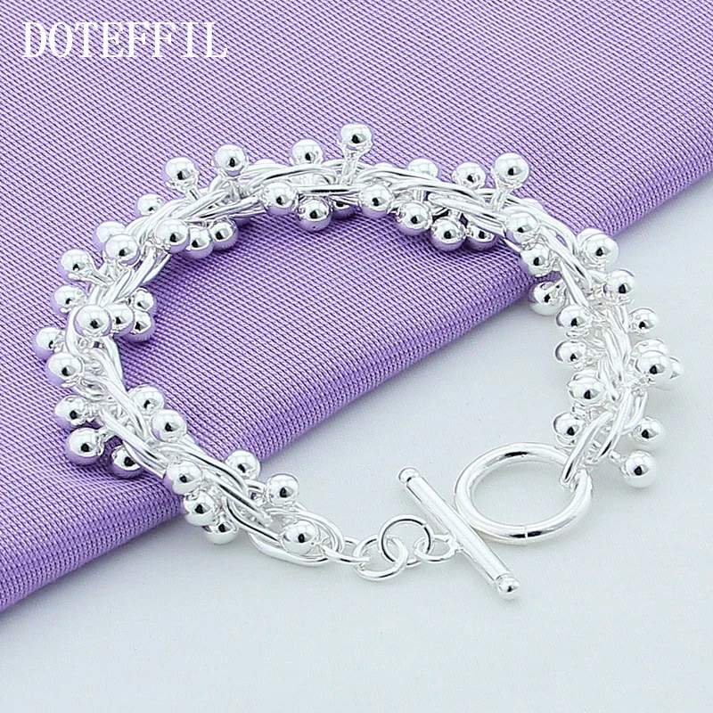 Женский гладкий браслет из серебра 925 пробы с бусинами винограда|chain bracelet|bracelet