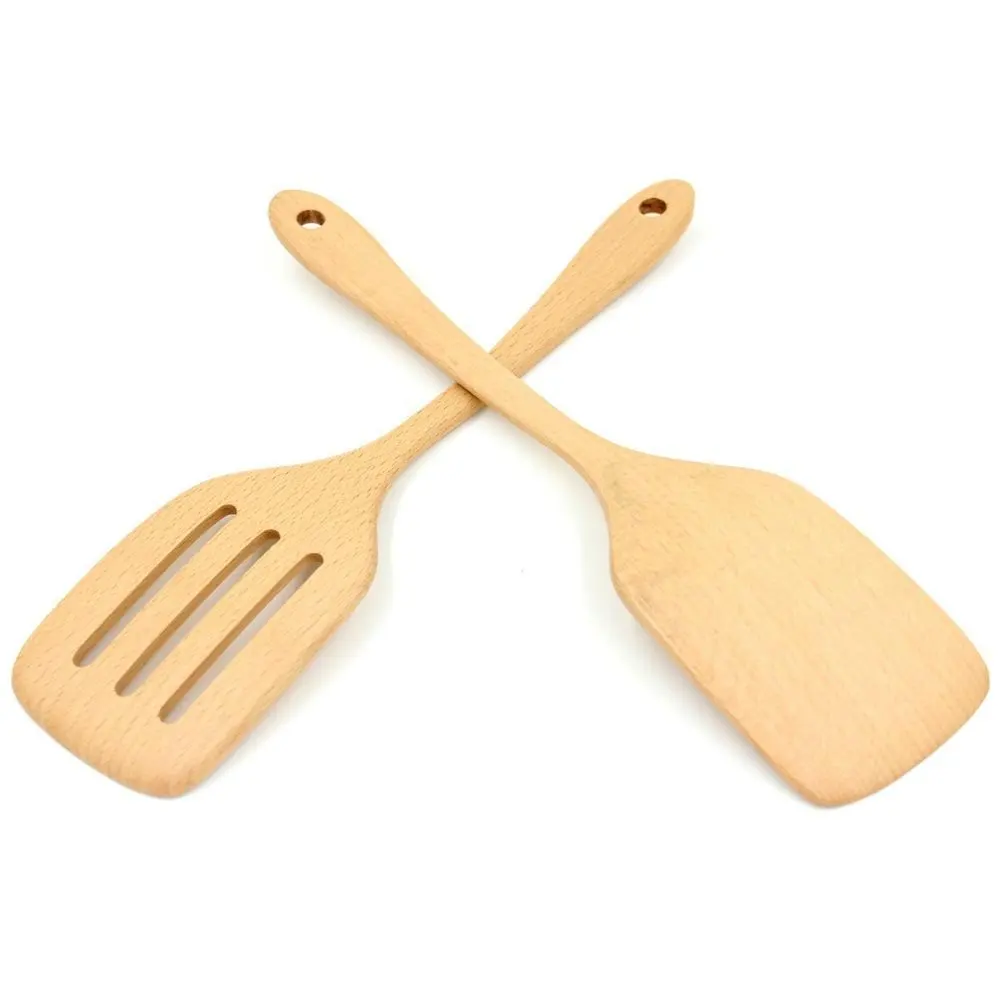 

Beechwood Non Stick Wood Turne Spatula Set Cooking Utensils Eco-friendly and Safe Pack of 2pcs