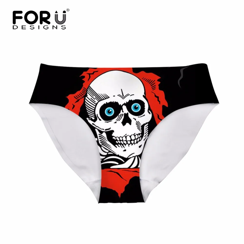 FORUDESIGNS/женские сексуальные трусы черного цвета с объемным черепом женские милые
