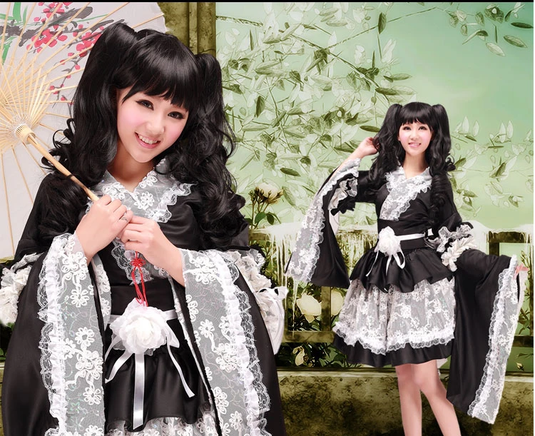 

maid cosplay costume for women Anime clothes lace kimono Lolita dress girls summer party dress medieval gothic dresses