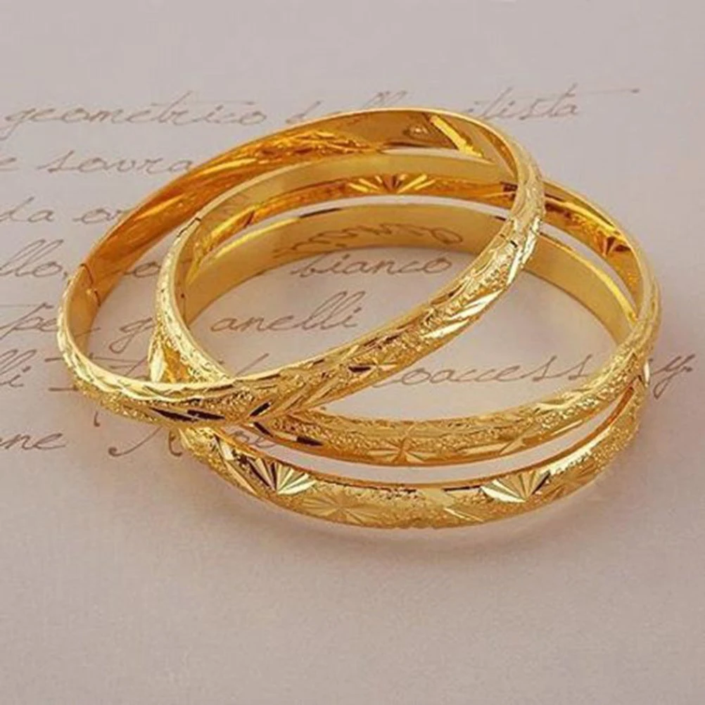 3 шт женские золотые резные браслеты на запястье (золотые)|cuff bangle|bracelet cuff banglebracelet |