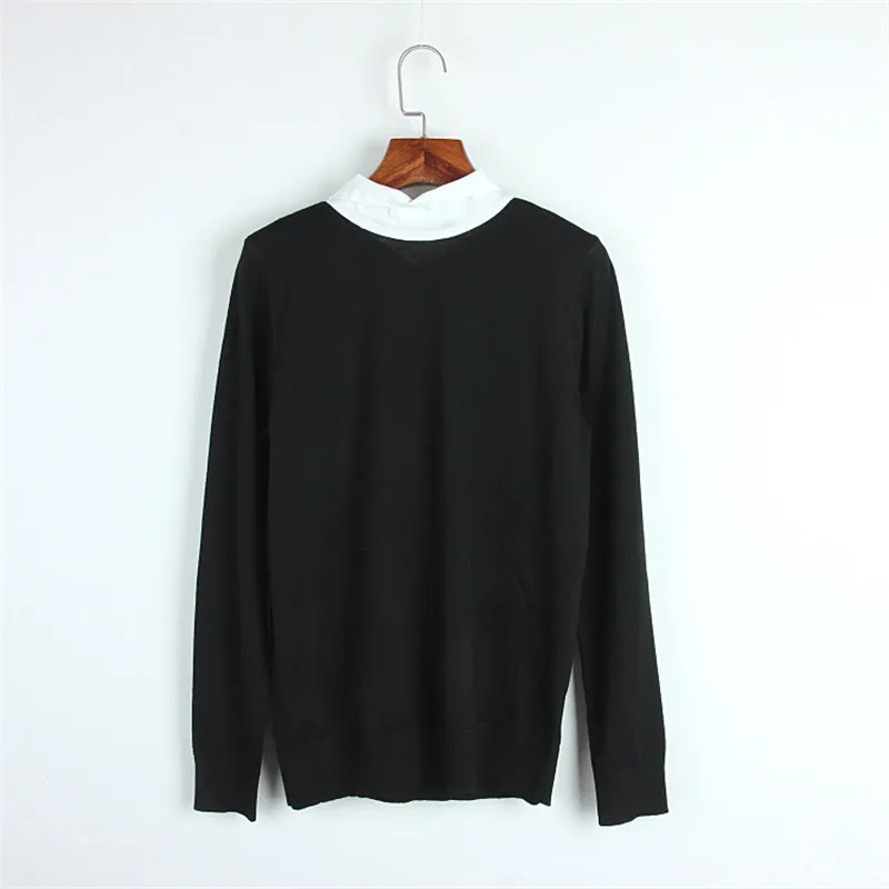Fashion Runway Sweater 2017 Winter Women Christmas Sweaters Cute Office Bow Collar Black Knitted blouse Wool female pullovers | Женская