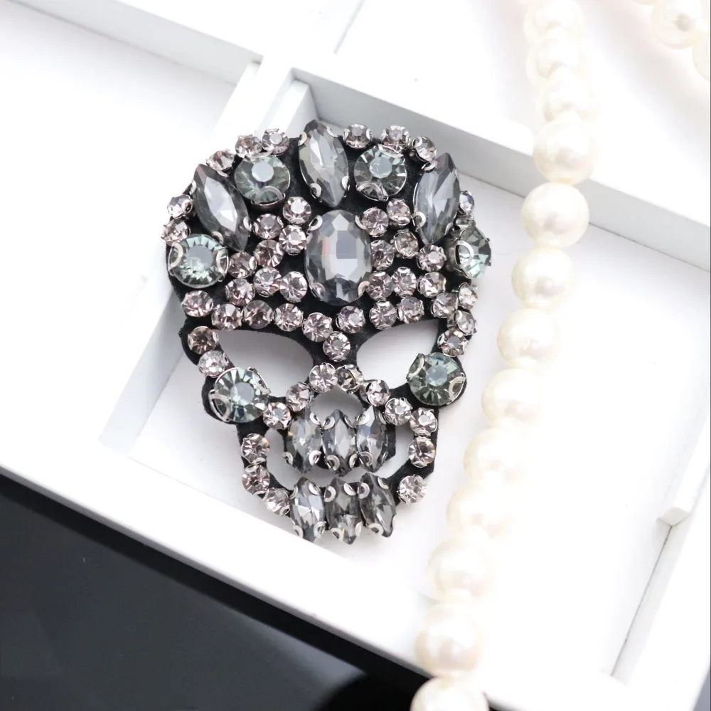 Ручная работа расшитая бисером блестящая аппликация в виде черепа для поделок