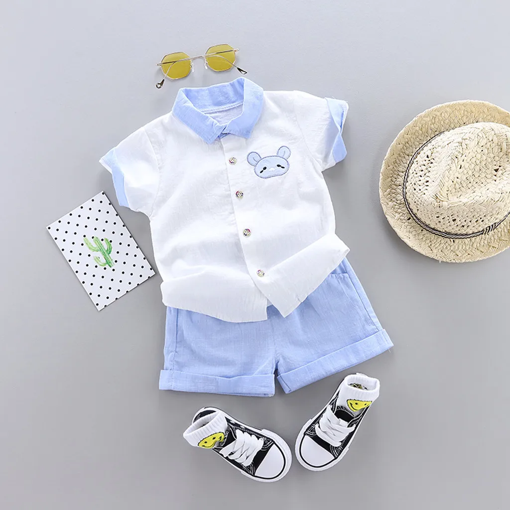 Clothes newborn baby girls short sleeve T shirt Cat Embroidery Tops shorts Costume 2pcs 2019 Kids summer outfits set | Детская одежда и