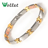 wollet jewelry stainless steel magnetic bracelet for women silver and gold color one row all magnets health care healing energy