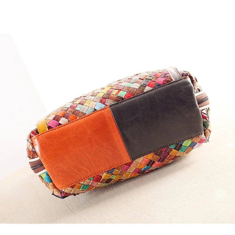 Новинка Nautal кожаная плетеная Ретро сумка рюкзаки на плечо женская для