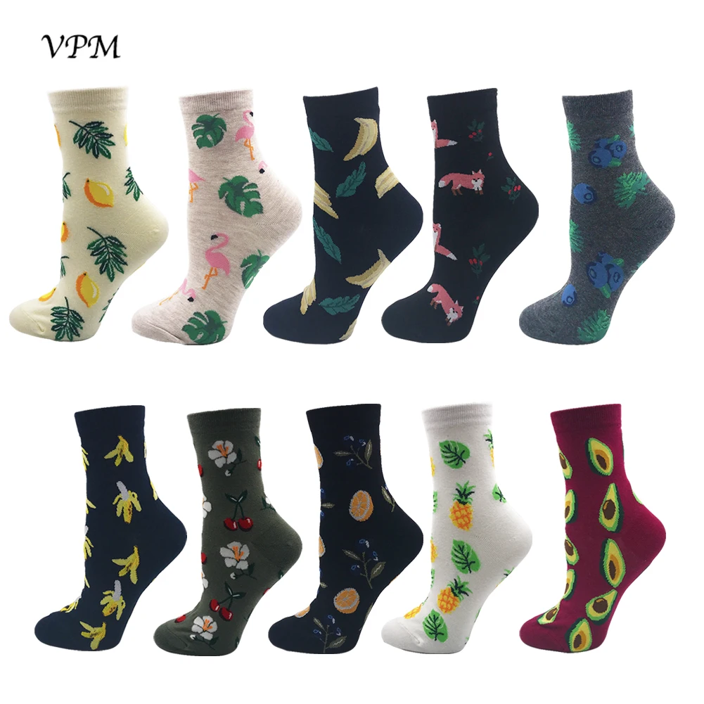 VPM 10 пар/лот женские хлопковые носки забавная уличная одежда с изображением