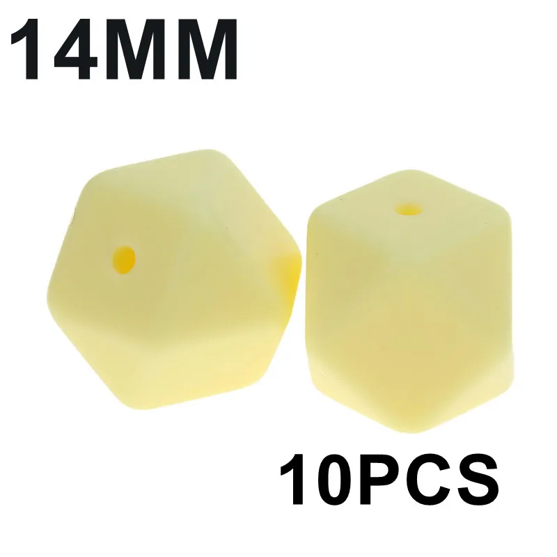 33 Cream Yellow 10 шт 14 мм шестигранный Прорезыватель для зубов, силиконовые бусины, Детские Прорезыватели, ожерелье, сделай сам, соска для младенцев, соска, цепь, игрушка, силиконовые ювелирные изделия для младенцев - Цвет: 33 Cream Yellow