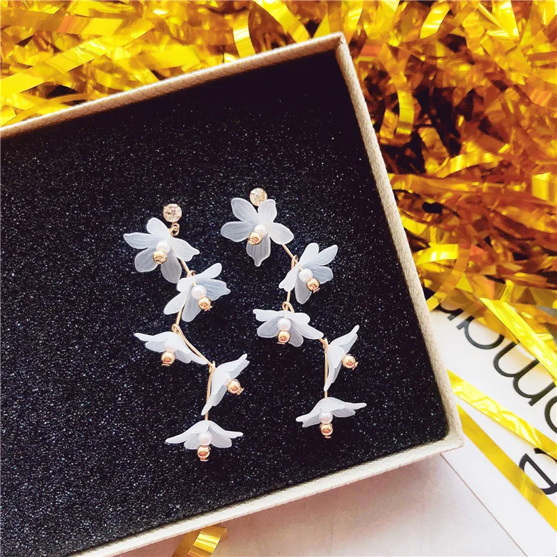 MODEBOX твердые цветочные серьги с кристаллом Циркон Длинные темперамент Подвесные