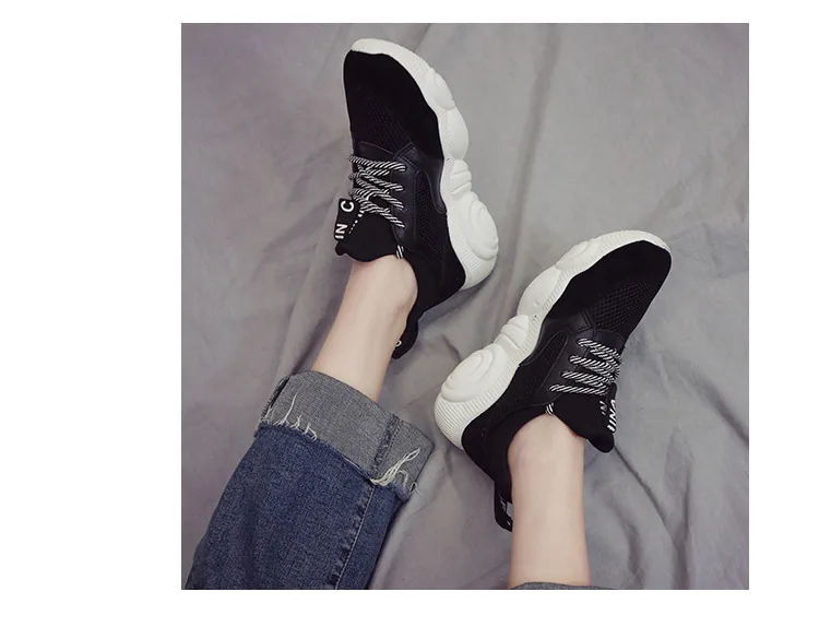 Женские кроссовки; коллекция года; basket femme tenis feminino; белые туфли на платформе; женские кроссовки с круглым носком и кружевом; женская летняя обувь