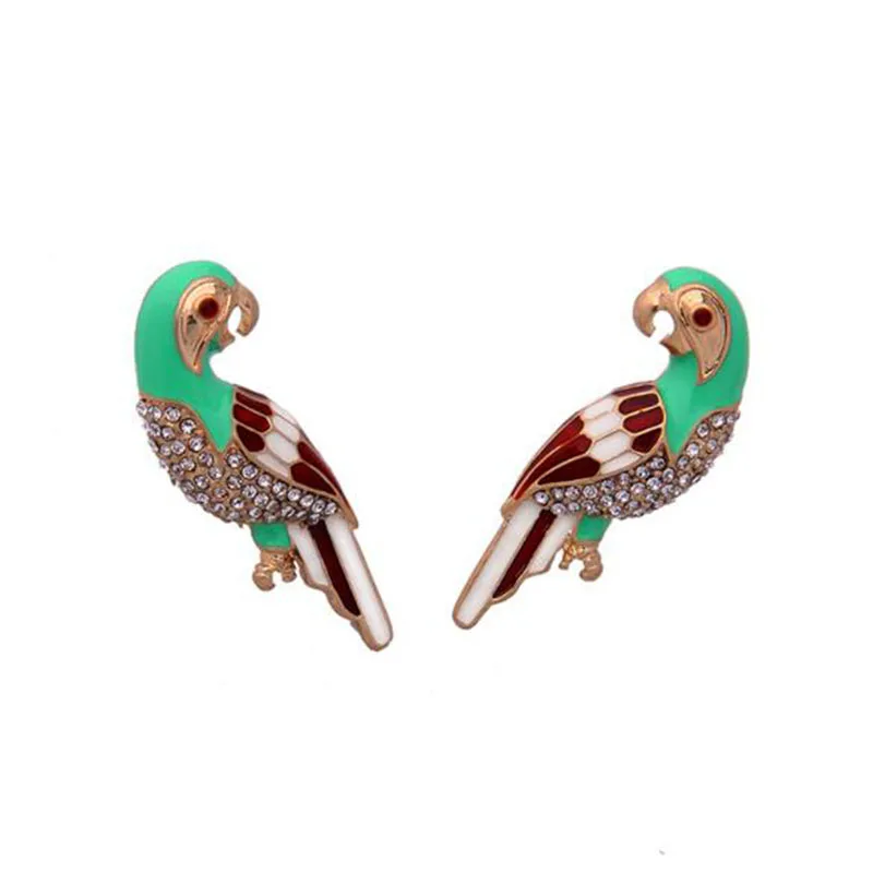 Женские серьги-гвоздики из сплава с подвеской в виде птицы серьги ручной работы