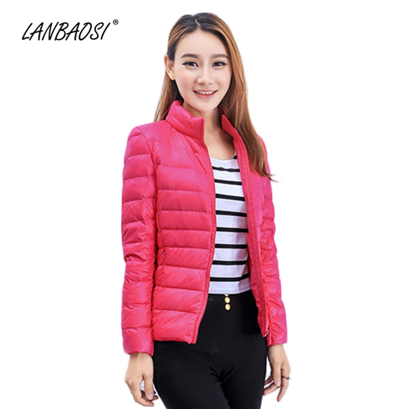 Женская легкая пуховая куртка LANBAOSI тонкая ветрозащитная Ультралегкая белая на