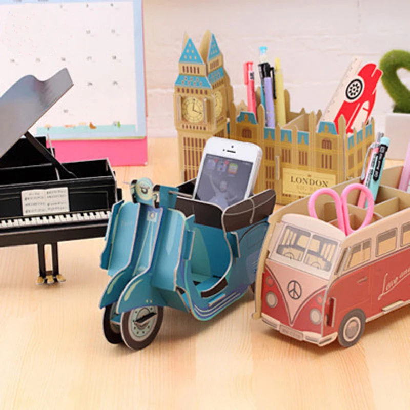 Мультипликационный DIY бумажный многофункциональный настольный ящик для