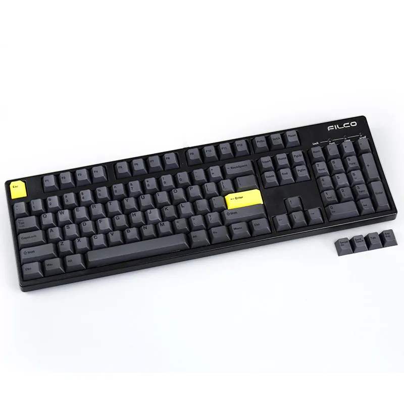Корея, ПБТ keycap толстые pbt dye sub keycaps желтые клавиши esc enter 108 клавиши для механической клавиатуры