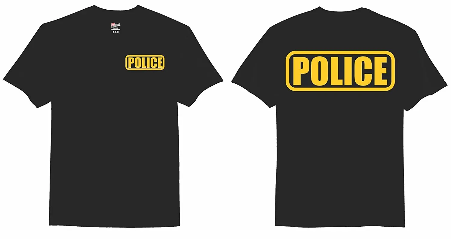 

2018 Fashion Short Sleeve Black T Shirt Youth Round Collar Customized T-Shirts Police Printing Cotton T-Shirts