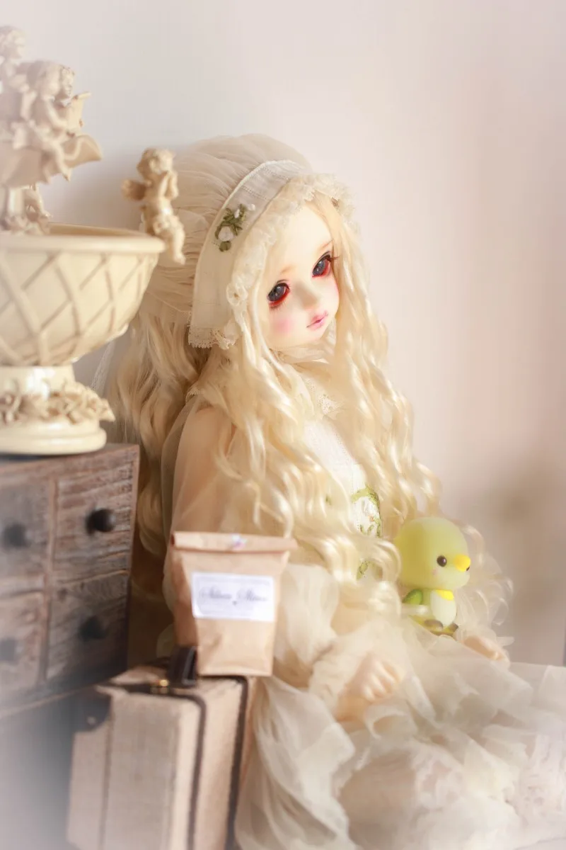 BJD кукла парики для волос молочный Золотой Имитация мохера длинные волнистые 1/3 1/4