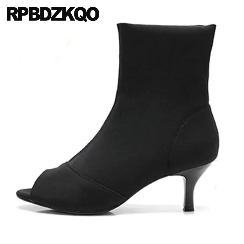 Женские ботильоны на среднем каблуке туфли с открытым носком 10 2021 фетиш большие