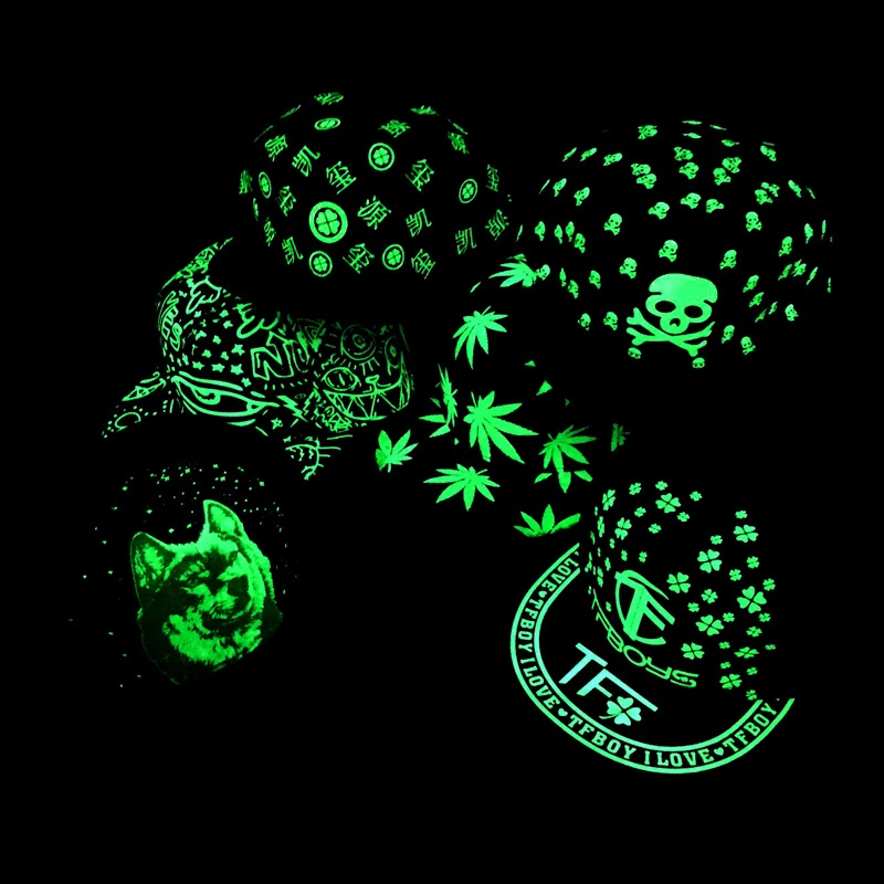XFVSWUNHI EXO fluorescent hat tfboys couple hip hop cap men's flat along the luminous baseball Green K-POP street dance hats |