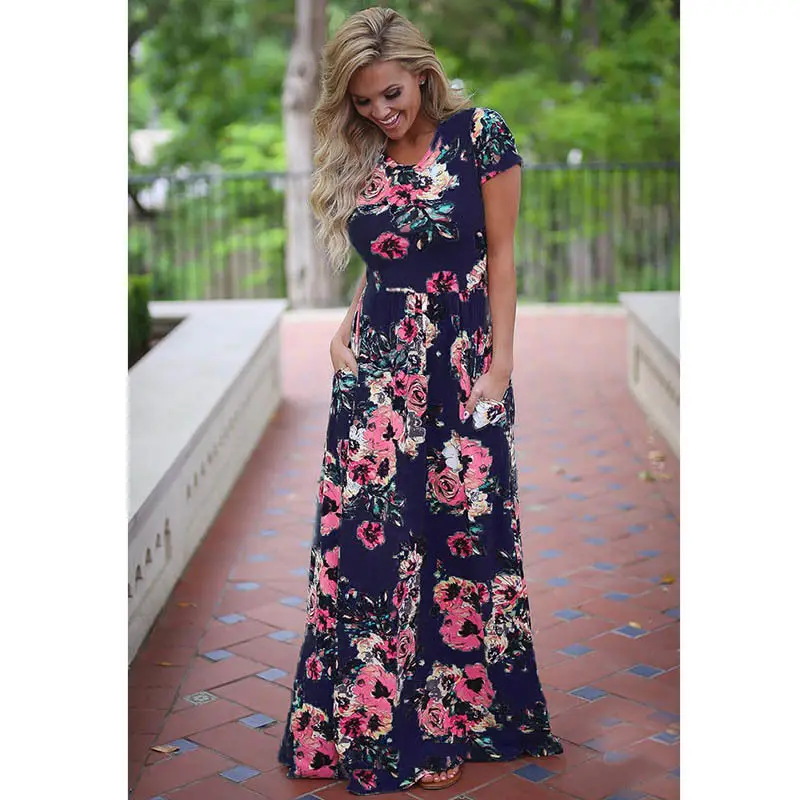 Женское длинное платье-макси больших размеров 2017 Весна-лето русские Платья с
