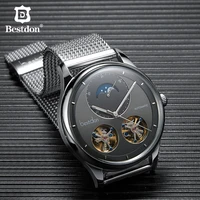 bestdon double tourbillon mens watch fashion automatic mechanical watches moon phase stainless steel switzerland luxury brand